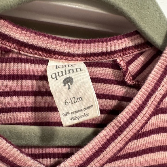 Kate Quinn Organic Cotton baby one piece 6-12M purple pink stripe - Picture 3 of 5